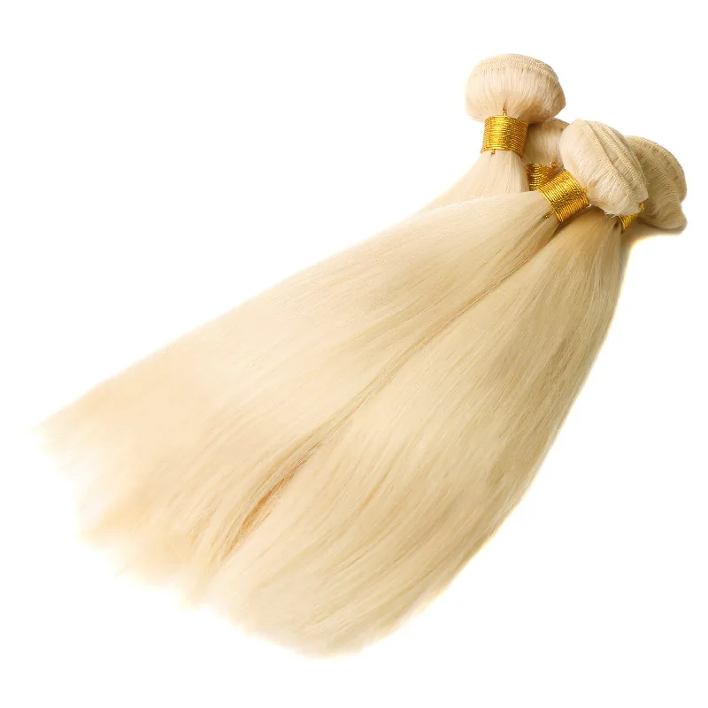 Platinum 613 blonde human hair weave extension braiding golden blonde hair extensions