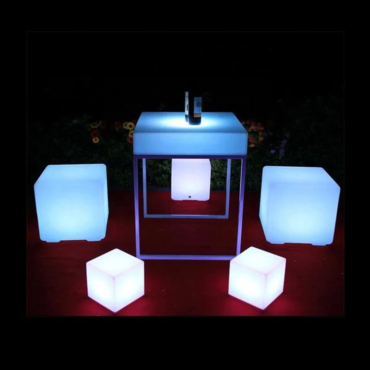 Shenshar LED Lighting Event Bar Furniture LED Cube Seat Party Luminous Outdoor Furniture Cube Stool Table