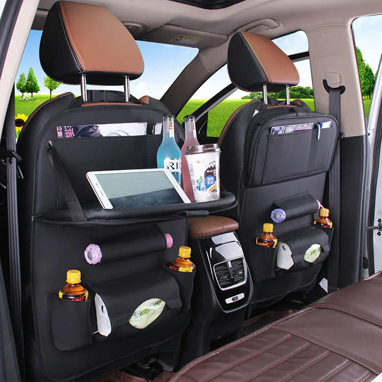 Amazon waterproof travelling kids car back seat organizer with tray