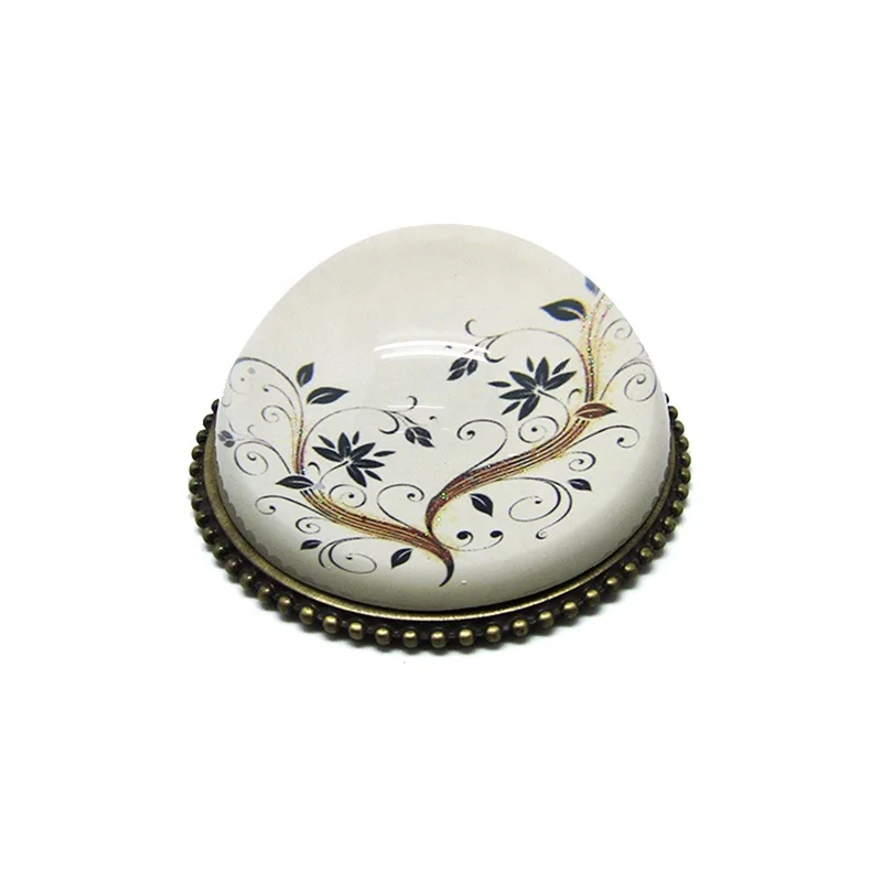 Дизайн под заказ, плоский круглый купол, металлическое стекло, пресс-папье для продажи