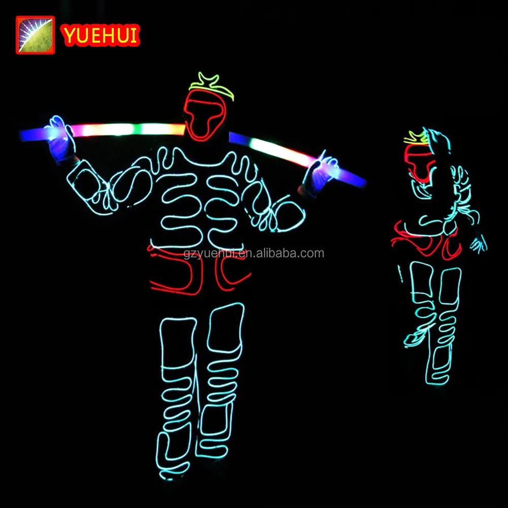 Led Fluorescent Party Led Costume Manufacturer Wedding Lights Costume Robot Led Rave Decorations for Parties Rave Clothes