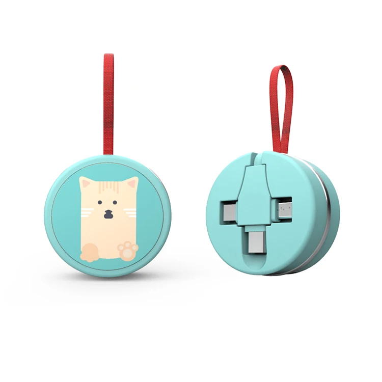 2019 New Trending Portable Lanyard Keychain USB 3 in 1 Cable for Cell Phone Chargers Data Line