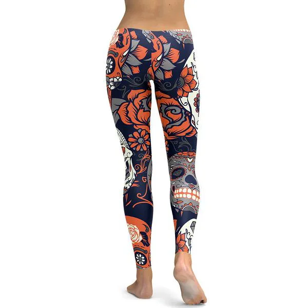 Wholesale 92 polyester 8 spandex buttery super soft skull printing milk silk 3d leggings for women