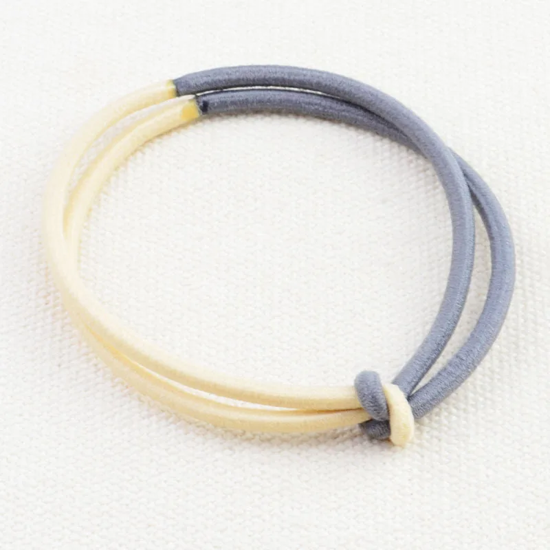 Durable simple design seamless connection bicolor elastic hair band, knot hair tie bracelet