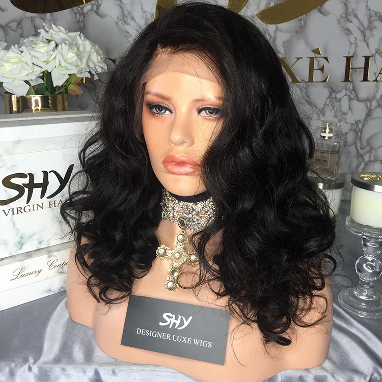 2019 Hot Sale Wholesale Brazilian Hairs Loose Wave Natural Black Virgin Cuticle Aligned Hair Human Lace Wig Wtih Baby Hair