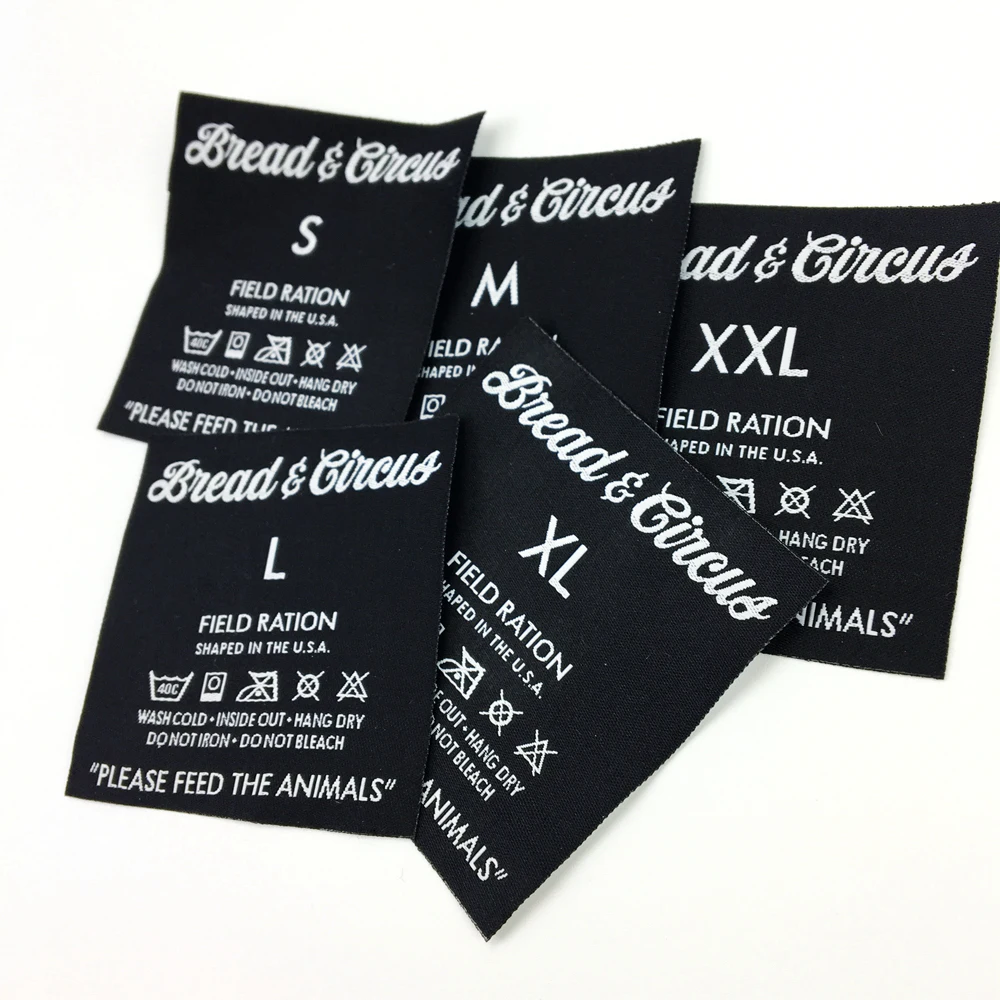 Garment Labels and Tags Polyester Fabric Woven care Labels For Clothing