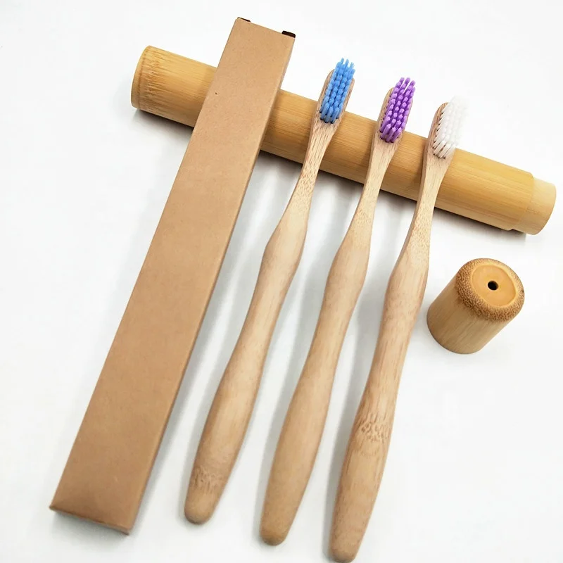 2019 private label bamboo round handle soft charcoal bristle toothbrush for kids