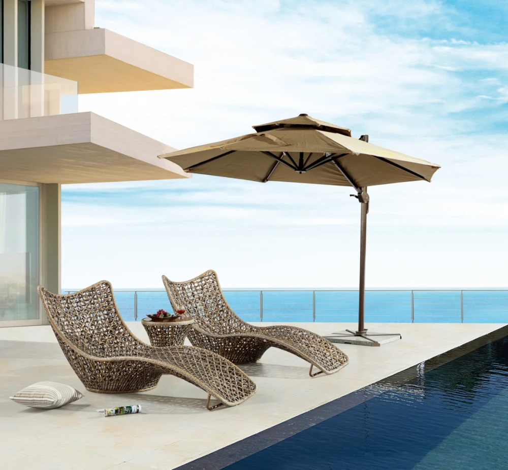 Шезлонг для отеля, Пляжная уличная мебель, шезлонг из ротанга общего назначения