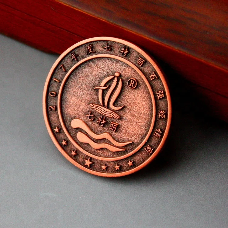 Акция подарок юбилей фирмы логотип позолота памятная монета