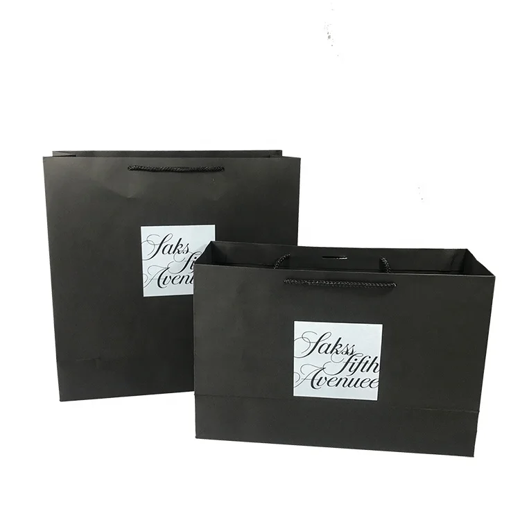 
High Quality Fancy Custom Black Printed Luxury Gift Paper Shopping Bags 