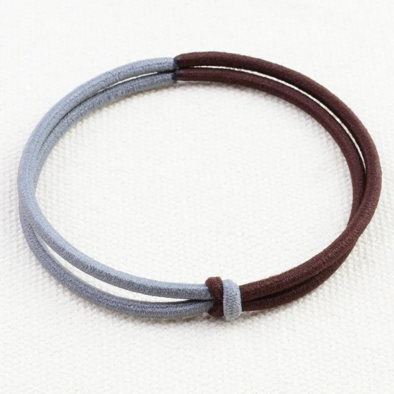 Durable simple design seamless connection bicolor elastic hair band, knot hair tie bracelet