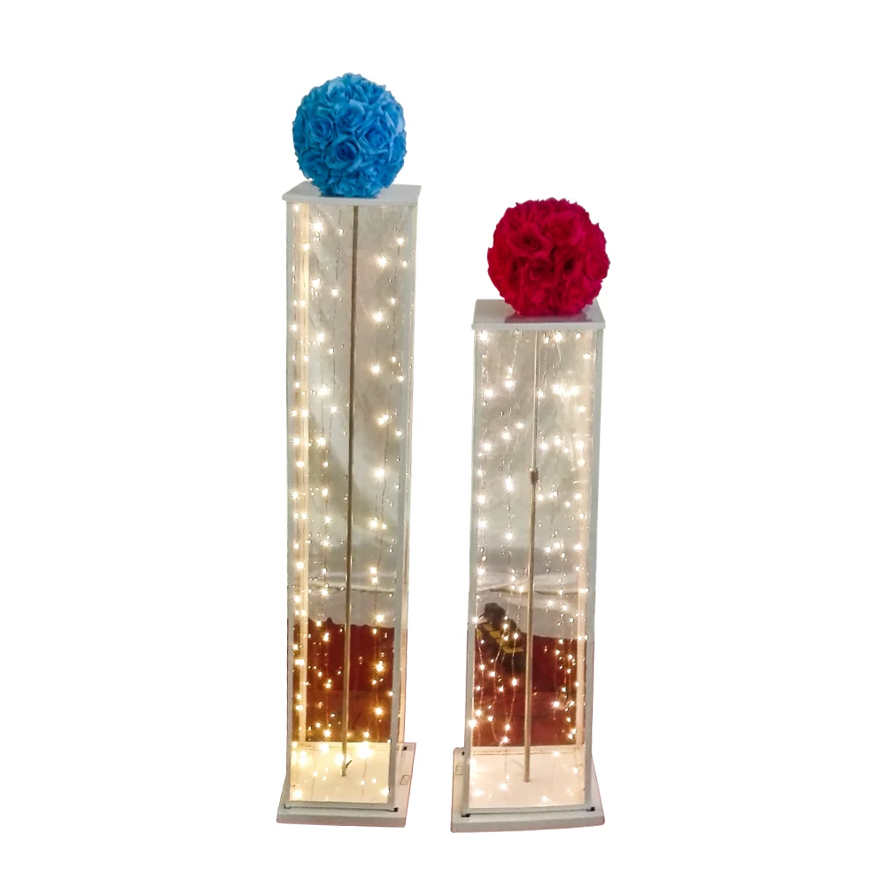 new design small lighted white wedding pillar for wedding decoration in church