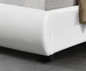 Современная Деревянная белая двухместная мягкая кровать из искусственной кожи со светодиодной подсветкой