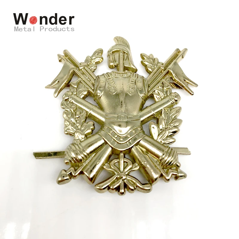 
Military cap shoulder chest emblem custom gold military 3D engrave pin badge 