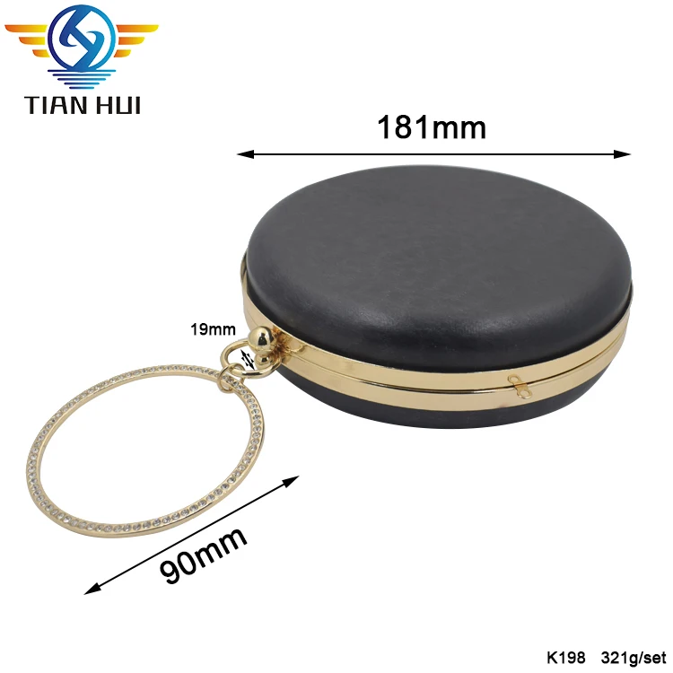 Round shape box clutch frame metal clutch frames with plastic shell cover
