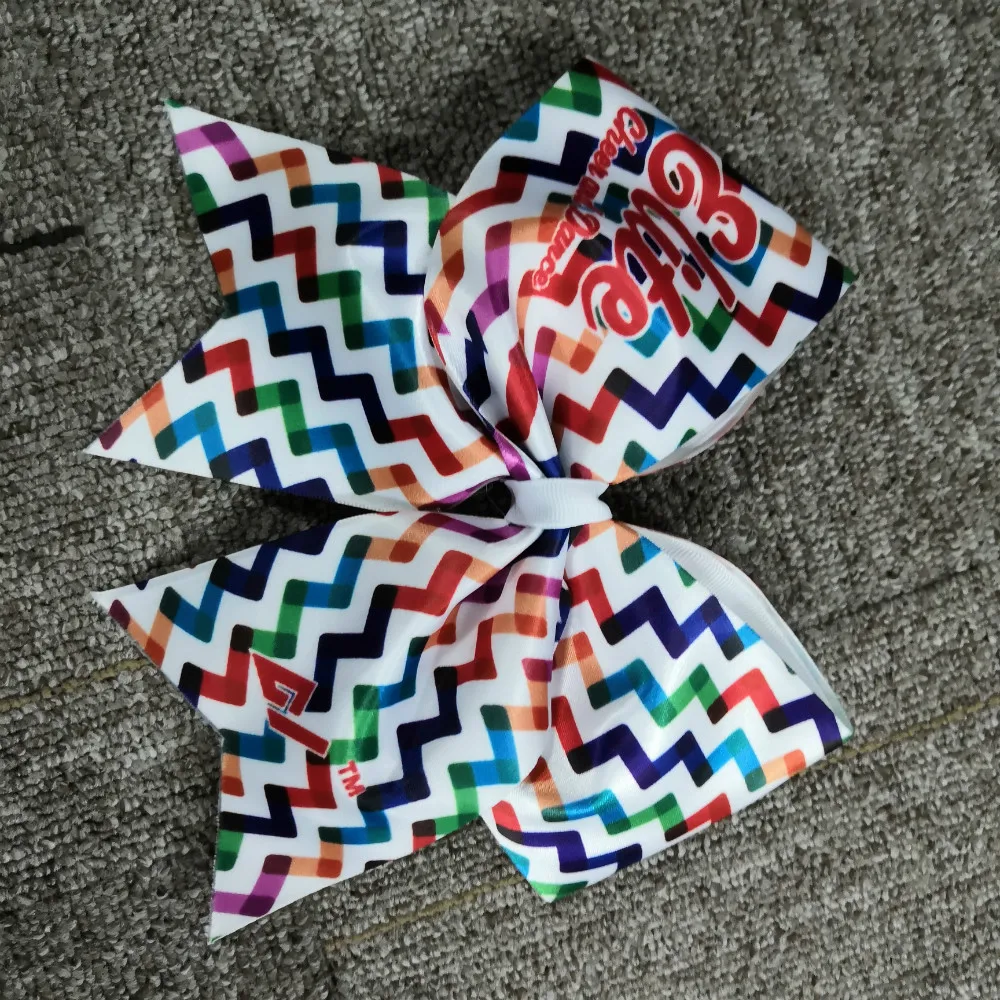 
printed new design cheerleading dance hair bows and ribbons Wholesale cheerleader new kids glitter hair bows for Dance 
