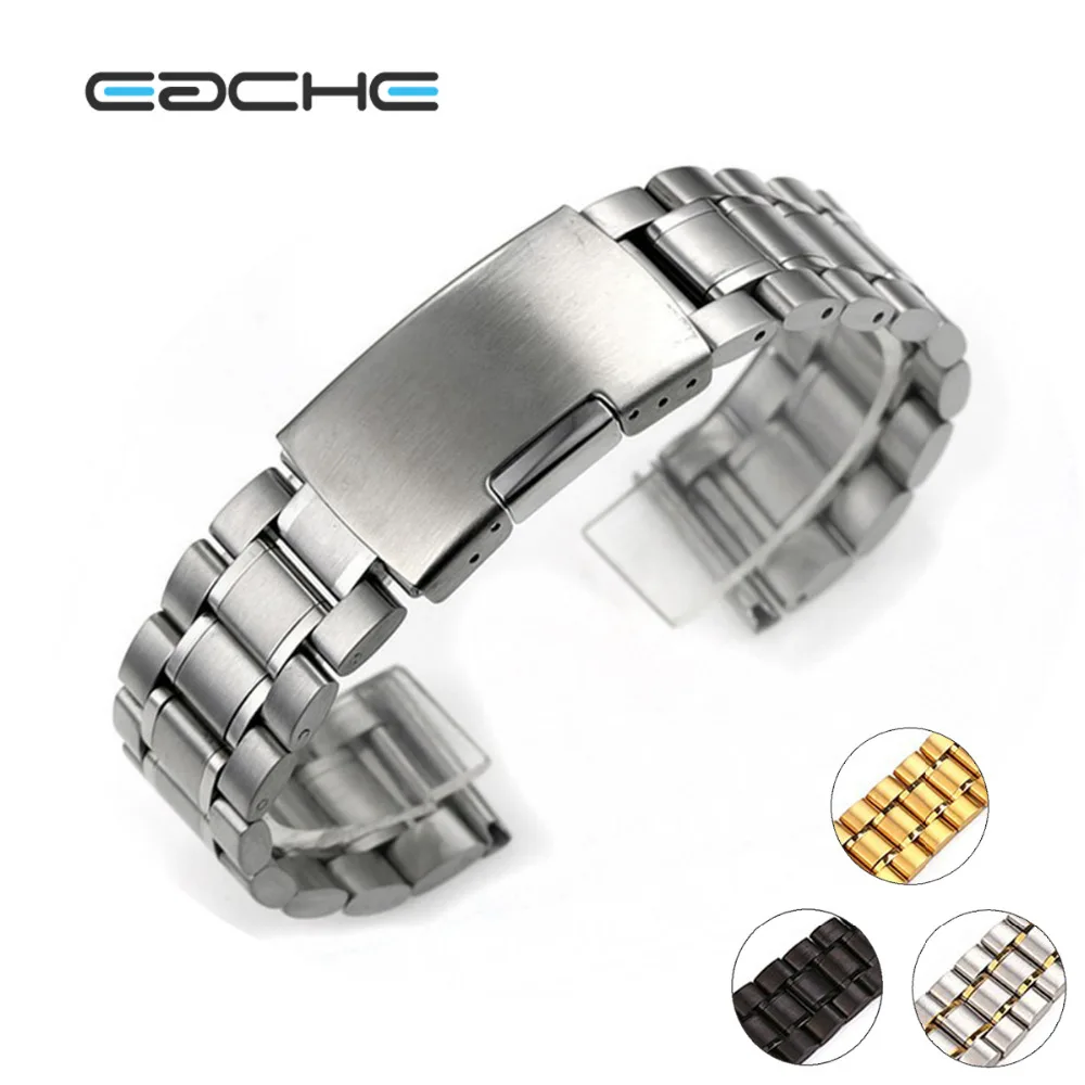 LAIHE New Design Classical Stainless Steel Metal Watchband Wrist Band Smooth Head Gold Watch Bands Watch Strap