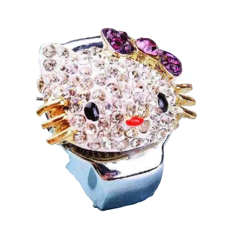 Factory direct different colors cute fashion alloy Hello Kitty ring watch