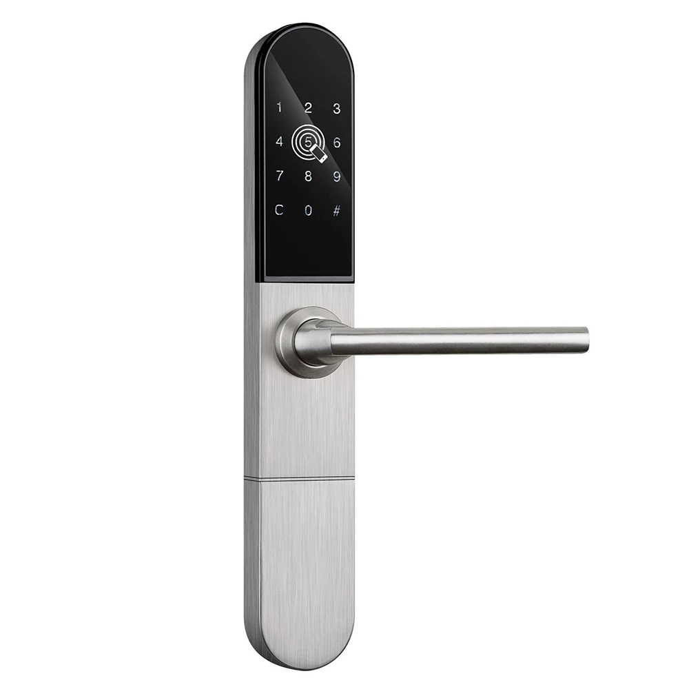 Slim Aluminum Glass Smart Slider Door Lock Wifi BLE TTLock App RFID Card Digital Code Electronic Door Lock