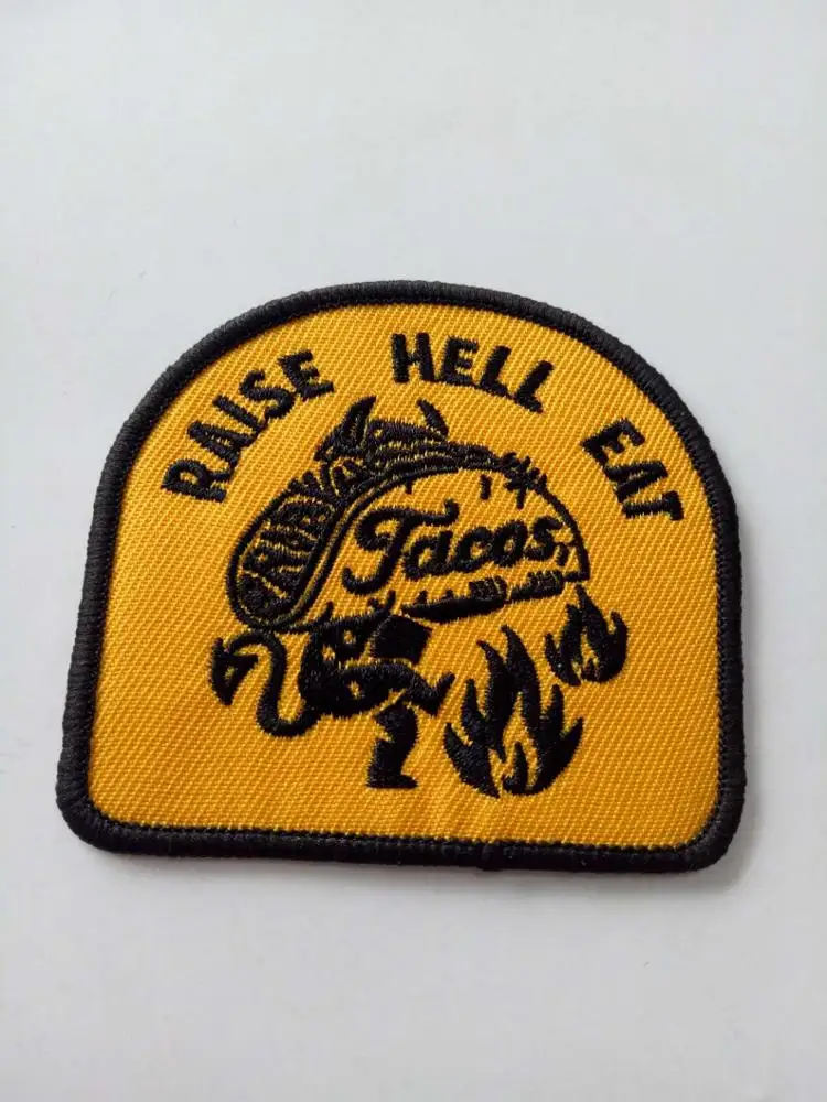 Fr clothing shoulder patches, jeans embroidery badge design, woven patch