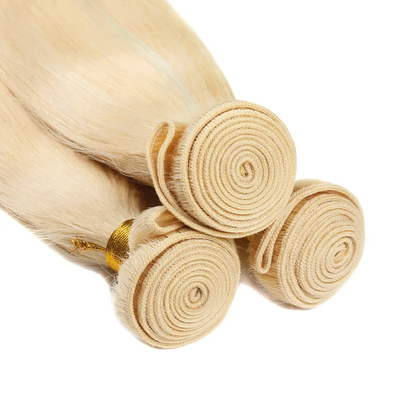 Platinum 613 blonde human hair weave extension braiding golden blonde hair extensions