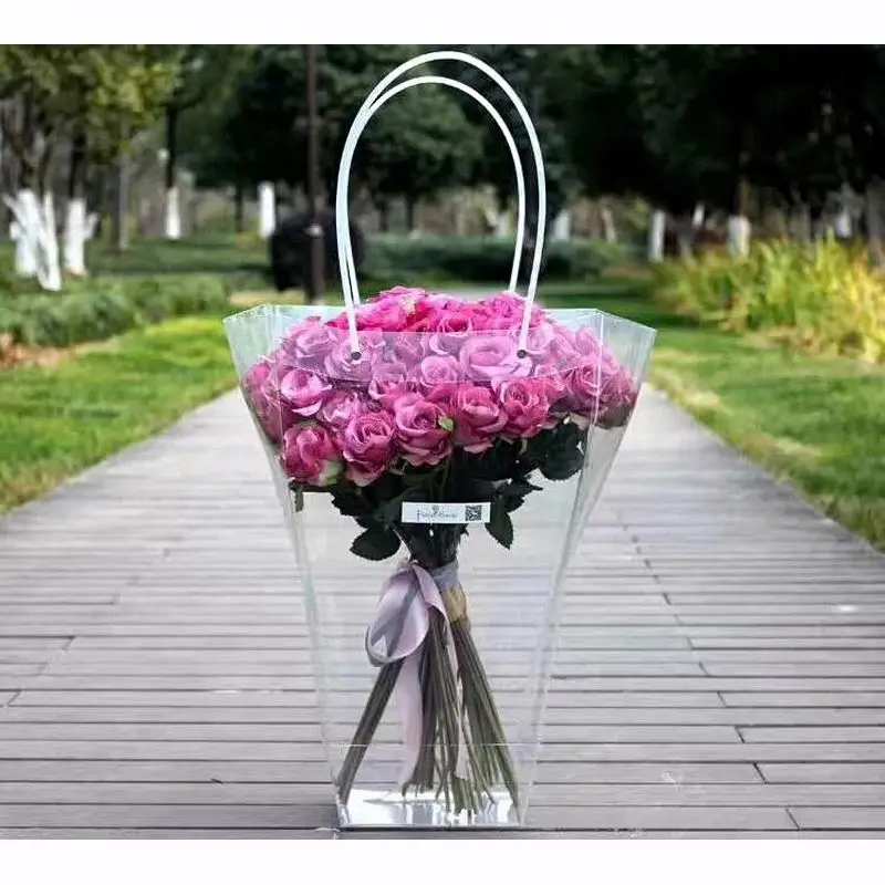
Online wholesale transparent tote bag beautiful decoration flower pot wrapping bag 