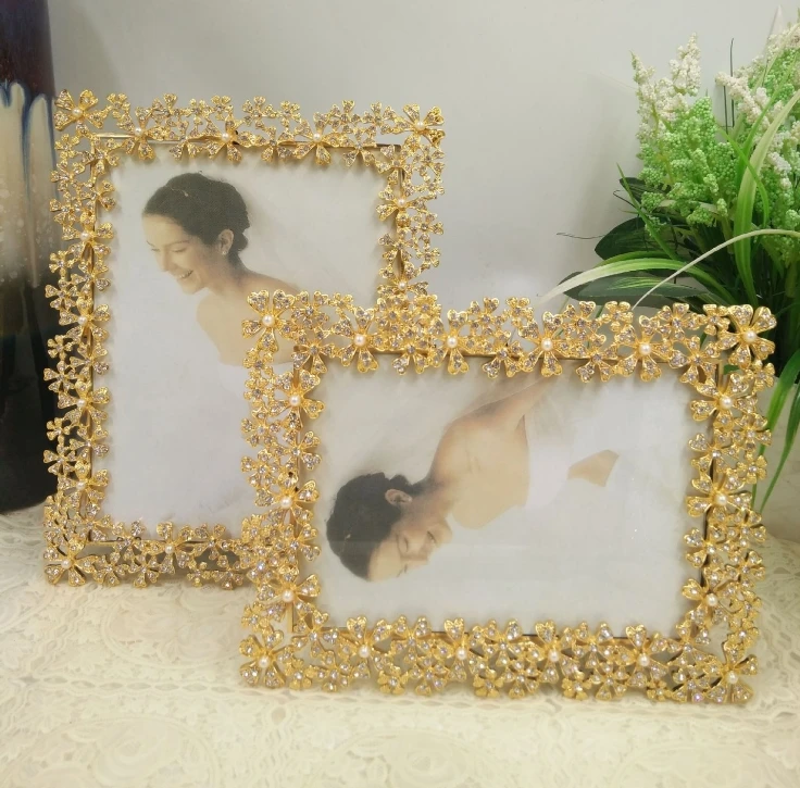 High-grade gold 7 inch photo frame alloy photo frame crystal photo frame