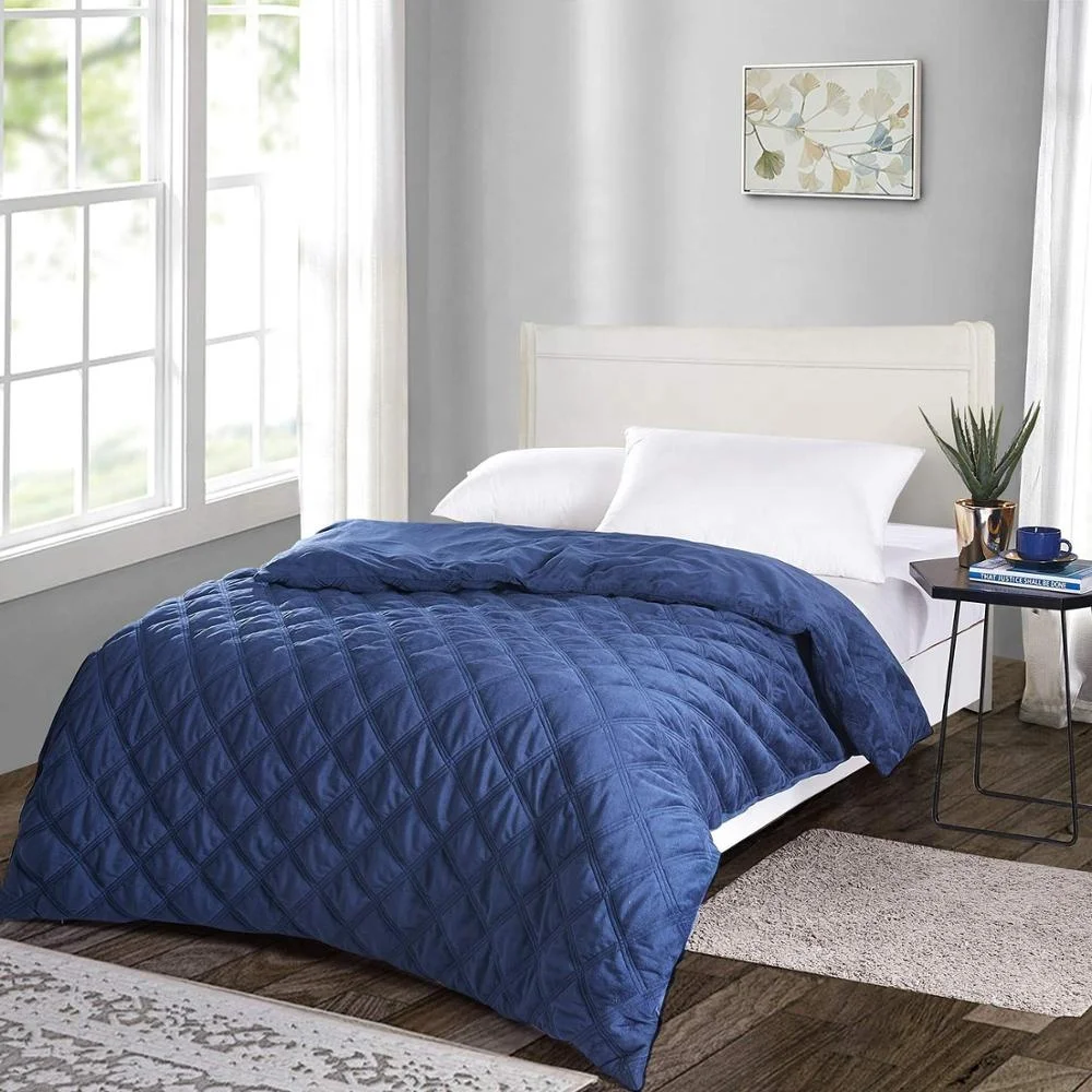Amazon Supply Quilted Heavy Weighted Blanket with Removable Cover Blue Color