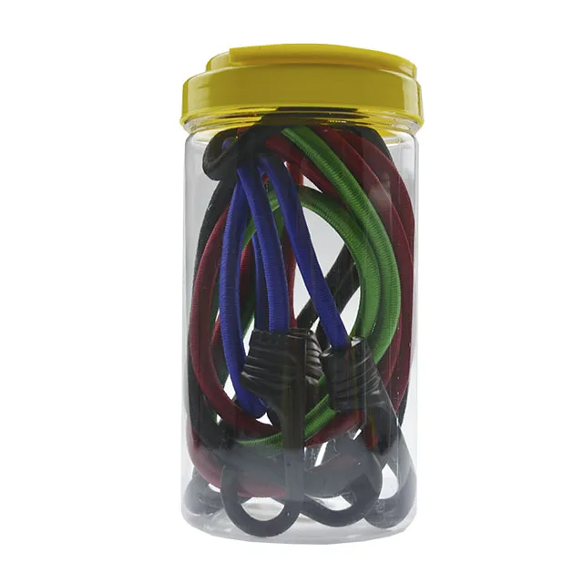 4 piece plastic shell hook elastic rope bungee cord set in plastic tube