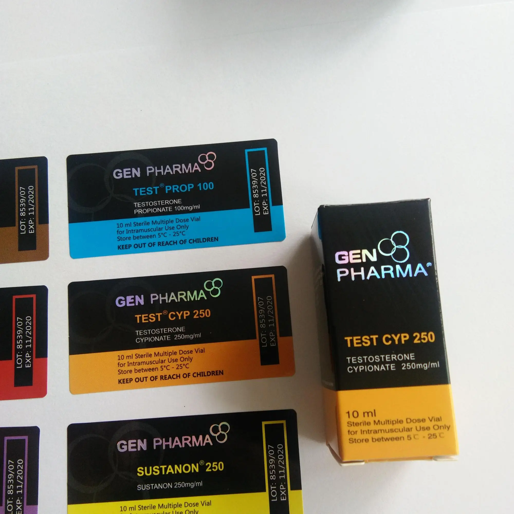 Custom printed steroid labels 10ml hologram sterile vial label for pharmaceutical