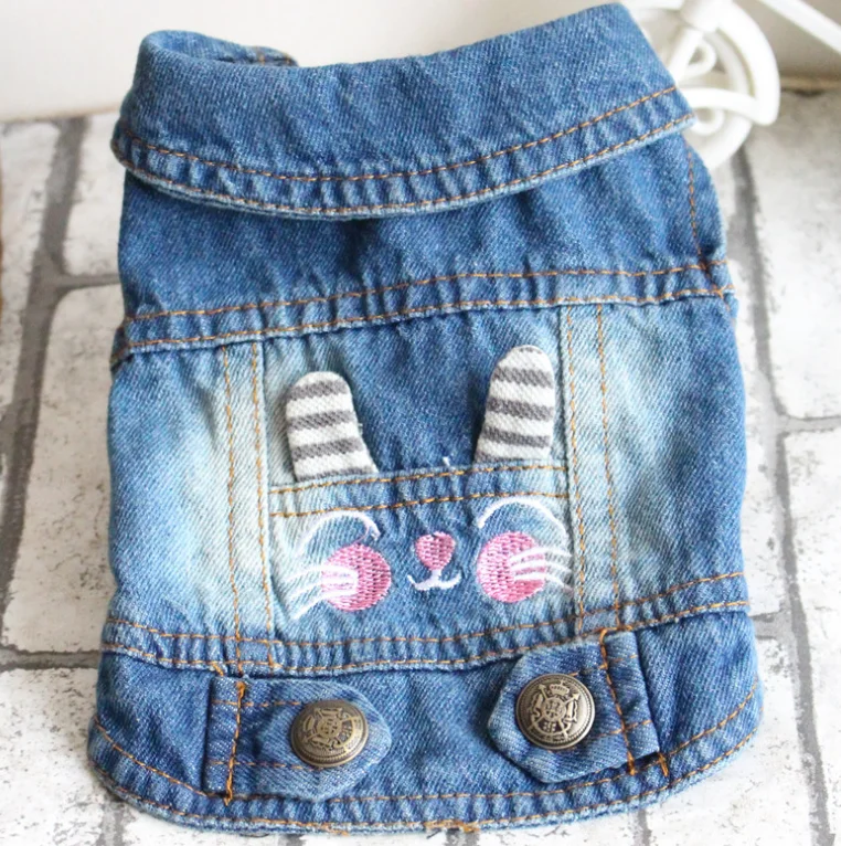 2019 dog summer jacket new jean vest cut rabbit and cats on the back dog clothes pet