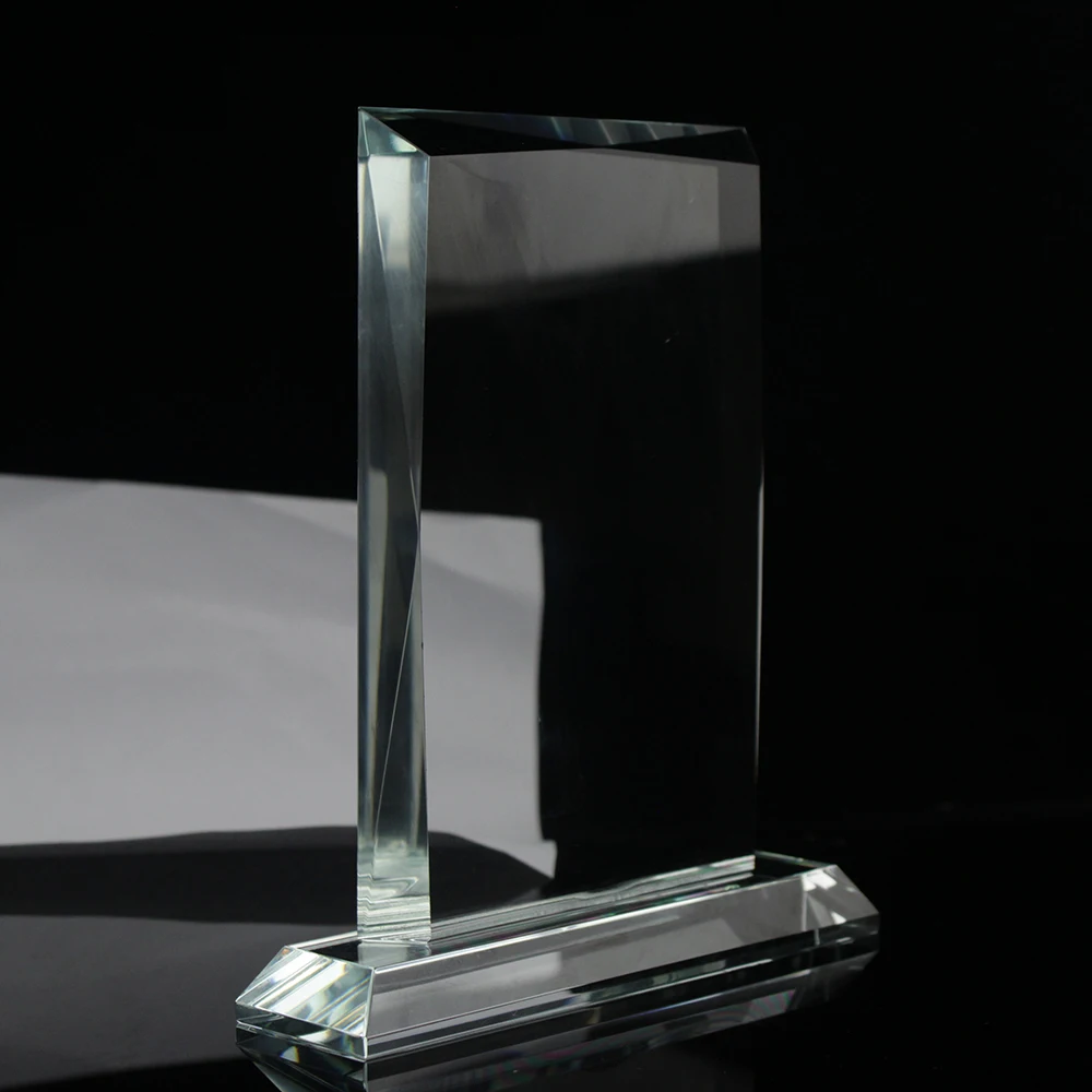 Factory price glass trophy plaque blank crystal glass trophy for laser engraving
