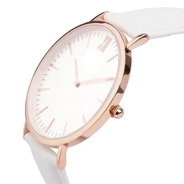 BK4A Fashion Stylish Brands Stainless Steel Custom Logo Leather Rose Gold Wrist Womens Quartz Watch Luxury