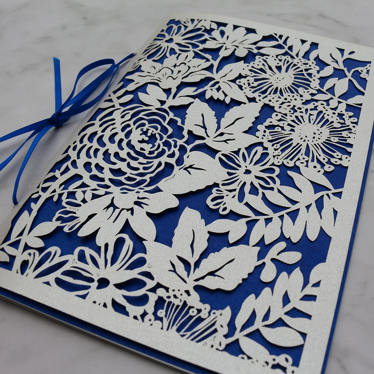 Elegant Wedding Invitation Program Booklet With Laser Cut Cover And Ribbon birthday invitation cards menu cards