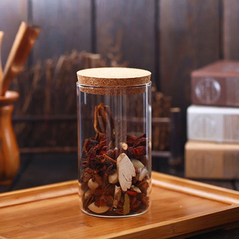 Stackable glass canisters set food storage jar containers with airtight seal cork lid