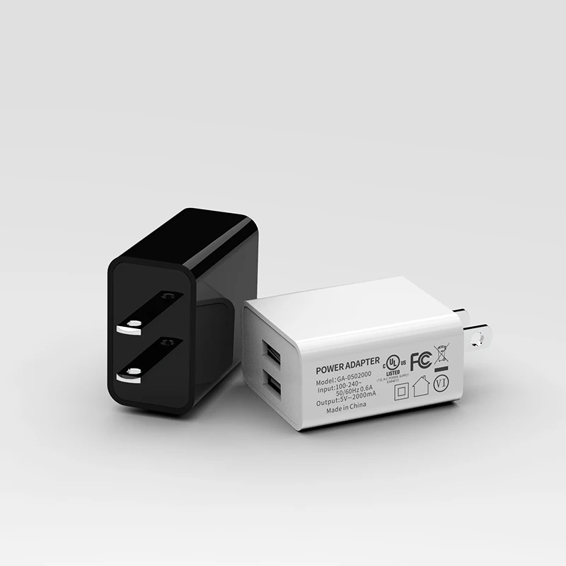
5V 2A 2 USB American standard UL FCC certified wall charger US dual USB ports high-quality mobile phone charger 