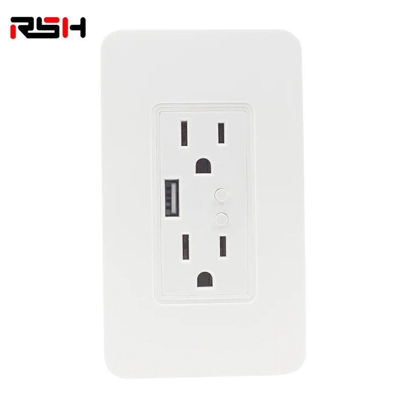 Smart Home USB Port Wall Plug USA Plug Wall Socket Smart Power Outlet with USB Port