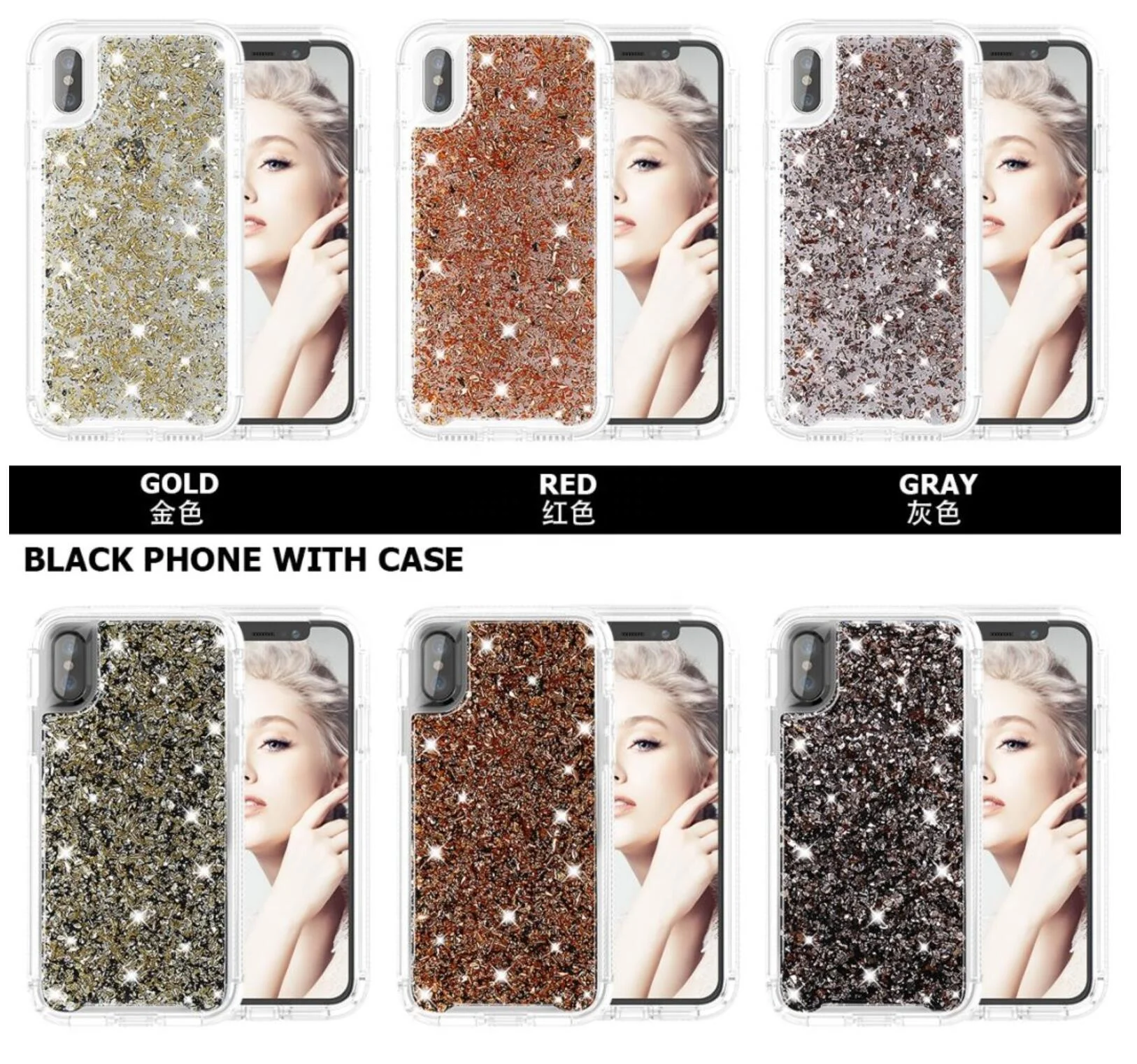 
3 in 1 Bling Protective Phone Case 
