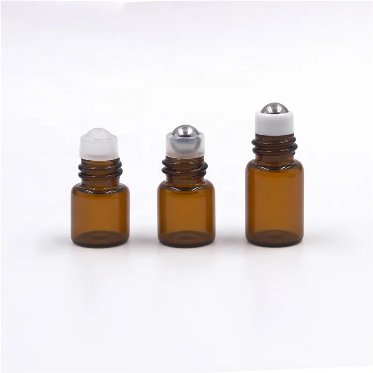 Wholesale mini 1ml 2ml 3ml 5ml glass roll on bottle with metal roller