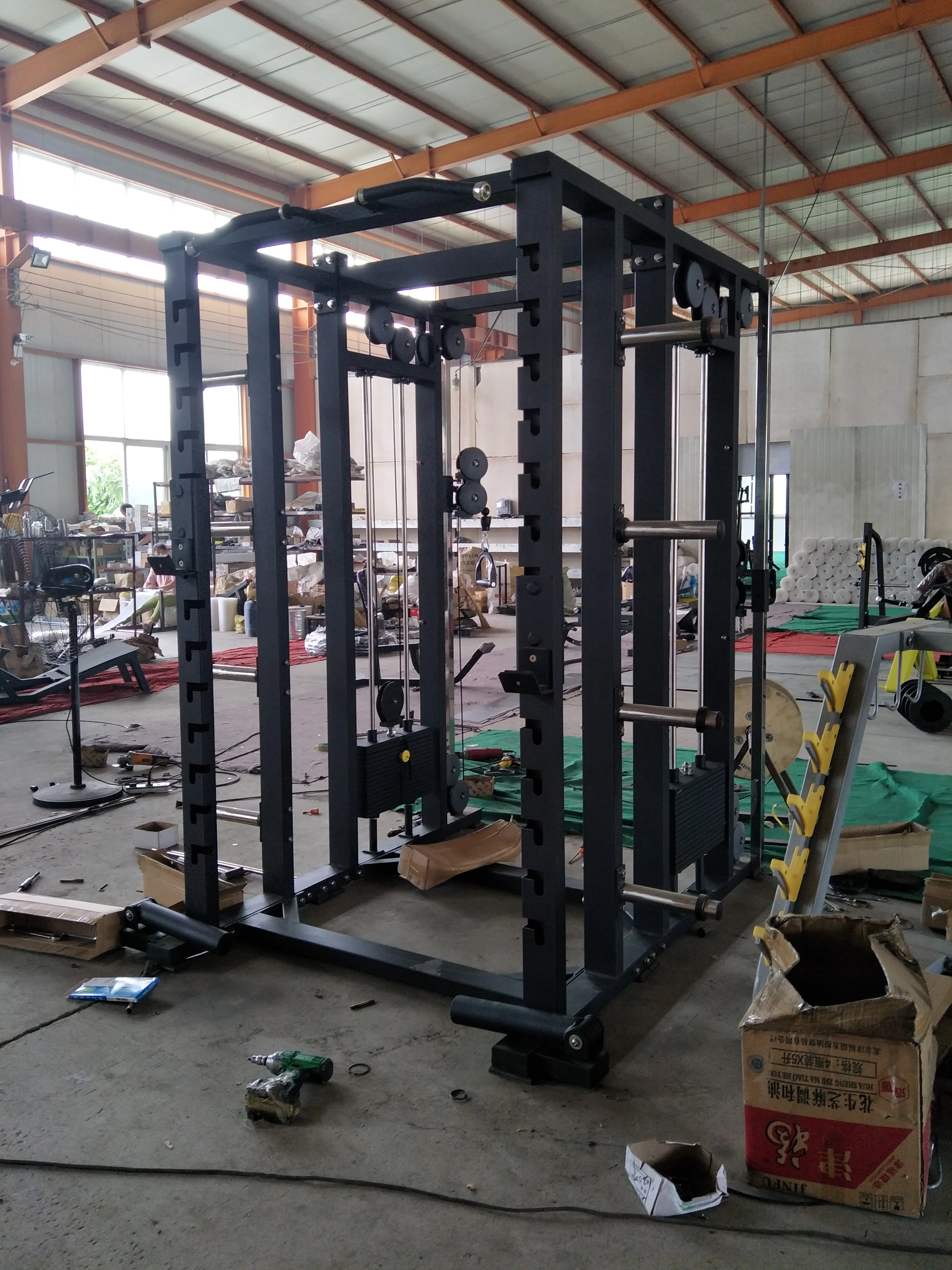 Gym Equipment Cable Crossover Barbell Rack Multi Functional Trainer