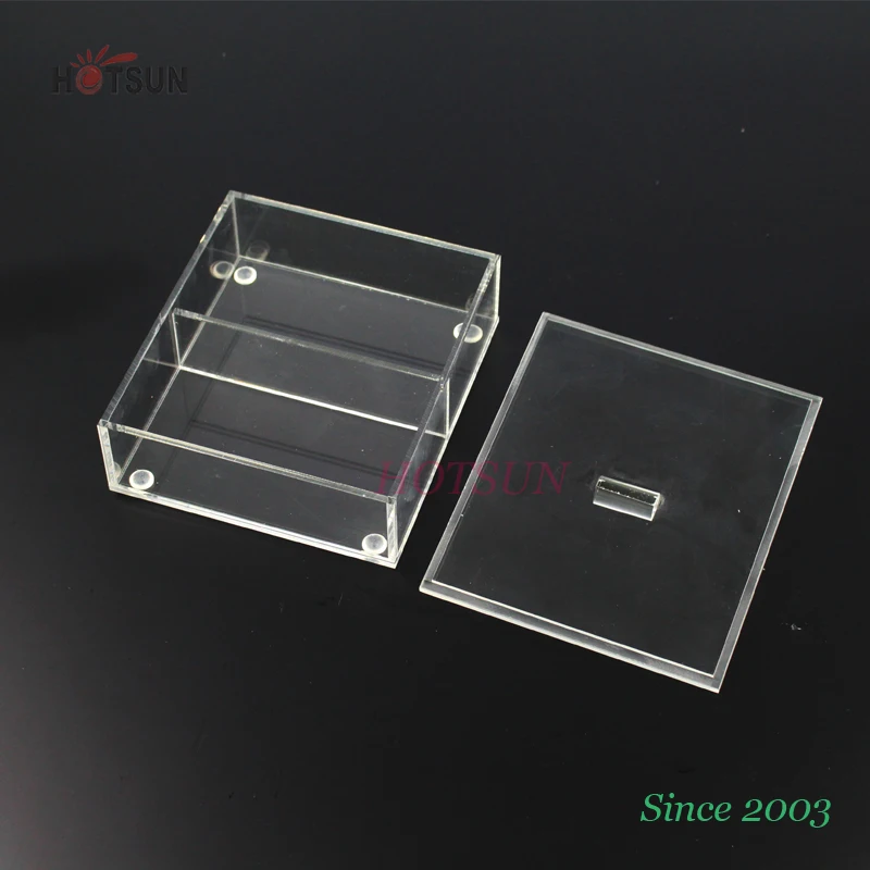 Custom 2 Compartments Organizer Bin Transparent Plastic Storage Box with Cover Lid Clear Small Acrylic Box