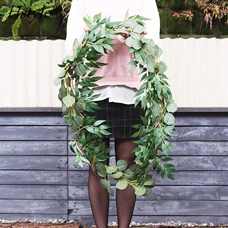 6.5 Feet Artificial Eucalyptus and Willow Vines Leaves for Greenery Wedding Party Garland and Floral Arrangement  FZH330