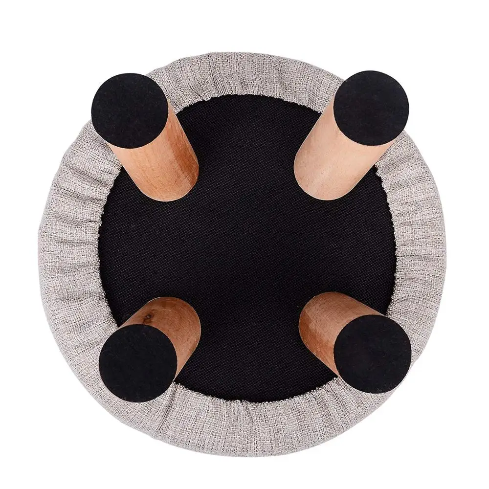 Custom logo wood round child foot stool with four wooden legs