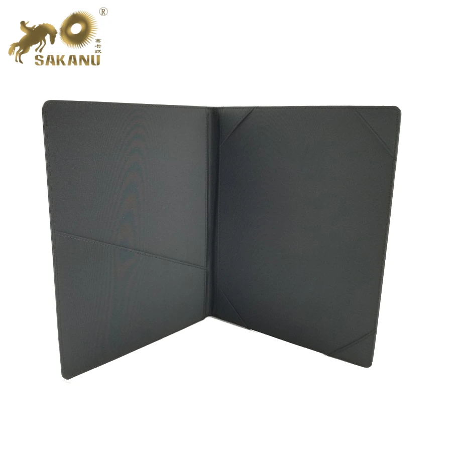 custom pu leather A4 certificate folder silver stamping logo diploma cover