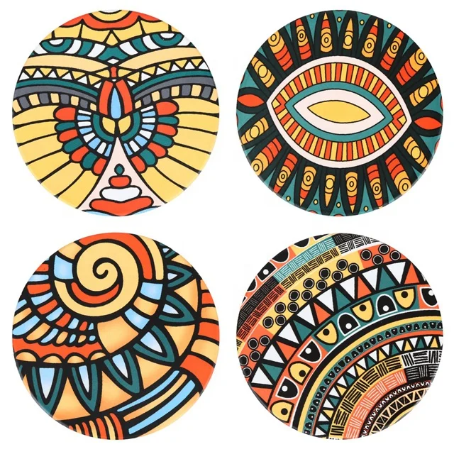 
Custom Logo sublimation white black blank Round Drink tea cup ceramic coaster 