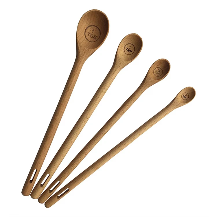 Wooden Spoons, Wood Soup Spoons for Eating Mixing Stirring, Long Handle Spoon