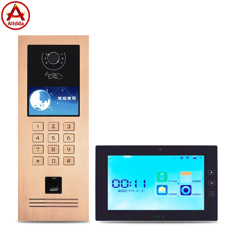 TCP/IP полный цифровой IP 10 дюймов серсорный экран видео домофон для зданий