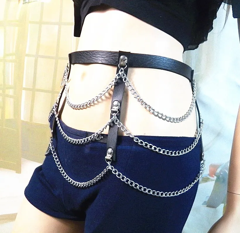 Евро-американские перекрестные ленты в стиле панк KTV с нестандартными ремнями для удержания, выполняющие ювелирные изделия, модные женские ремни с цепочкой