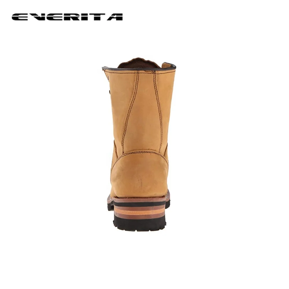 Latest hot-sale genuine leather welt shoes waterproof logger boots for men