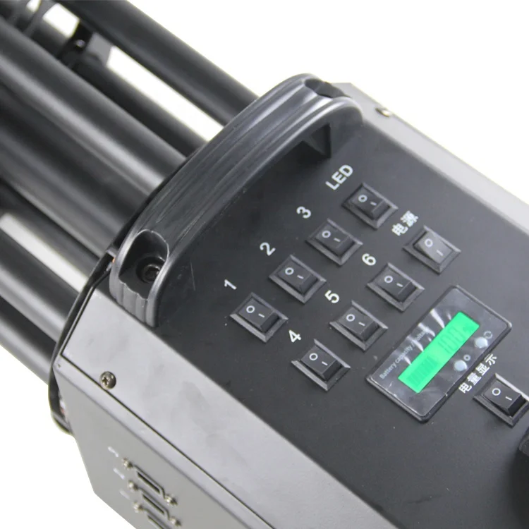 Hand hold electric confetti shooter rechargeable 6 heads shots with colorful led light